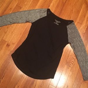 Black and Silver Quarter Sleeve Shirt
